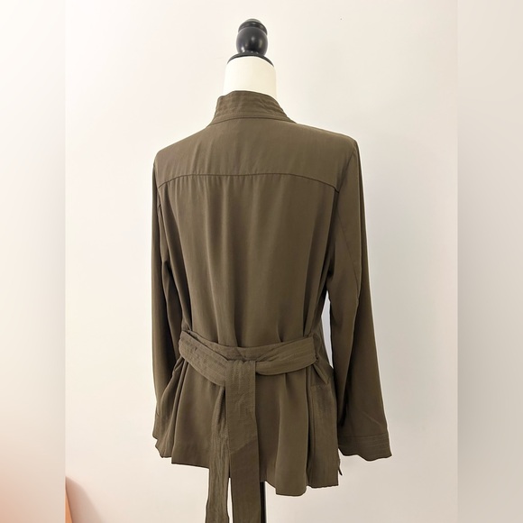 H&M Army Green, Dark Green Short Kimono, Tie Waist - size 8 - Picture 6 of 9